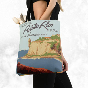 Tote Bag Poster Vintage voyage, Découvrez Porto Rico !