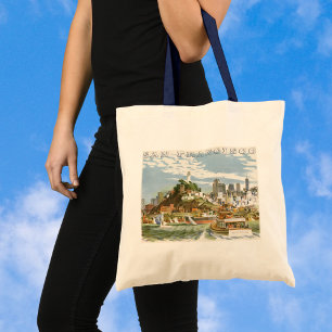 Tote Bag Poster Vintage voyage San Francisco Bay Ferry Boat