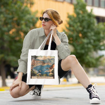 Poster Vintage voyage surplombant le port de Monac