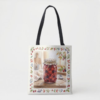 Tote Bag Pot de confiture de baies à l'aquarelle Cuisine Co