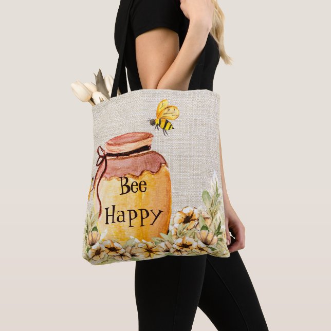 Tote Bag Pot de miel heureux abeille  (De près)