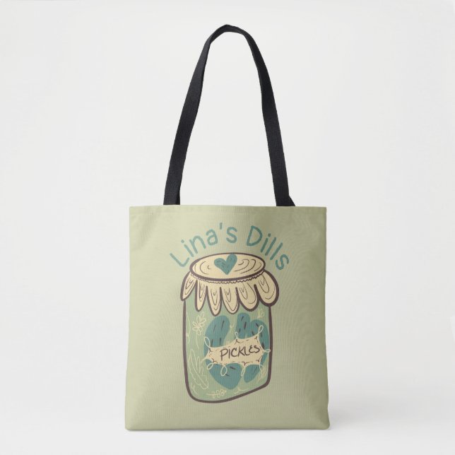 Tote Bag Pot de pickles amusant Dill vert amateur de nourri (Devant)