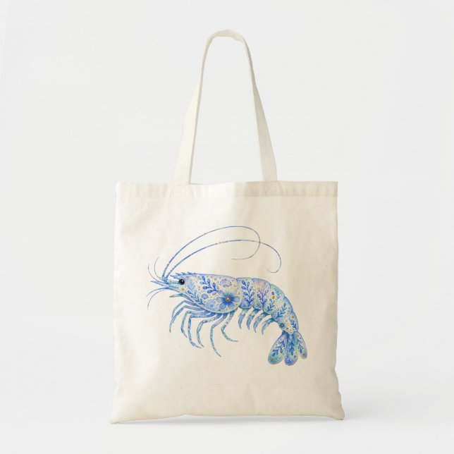 Tote Bag Poterie d'art à thème floral Crevette (Devant)
