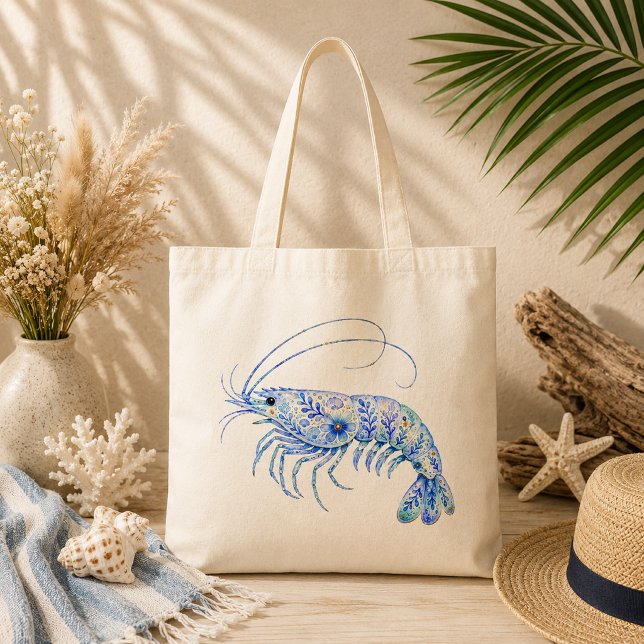 Tote Bag Poterie d'art à thème floral Crevette (Créateur téléchargé)
