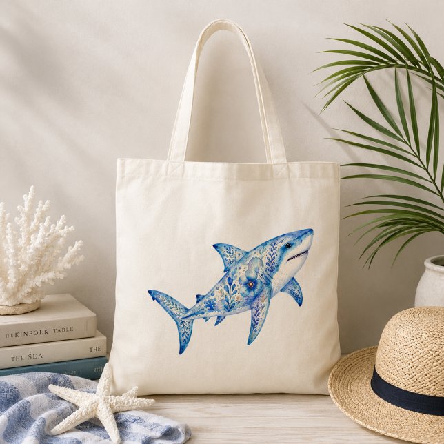 Tote Bag Poterie d'art à thème floral requin (Créateur téléchargé)