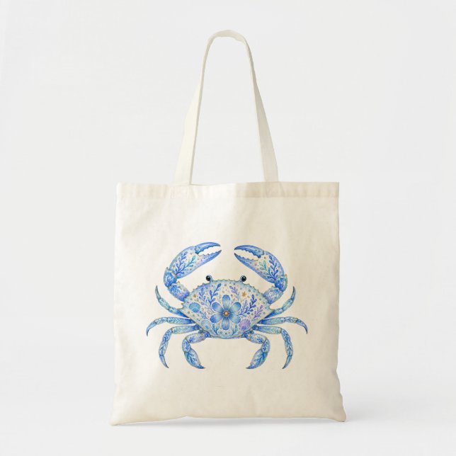 Tote Bag Poterie thème floral crabe (Devant)
