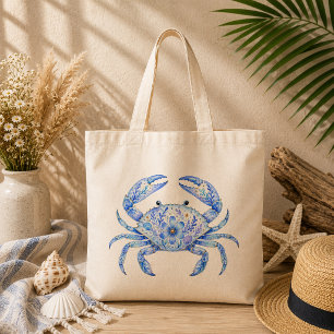 Tote Bag Poterie thème floral crabe