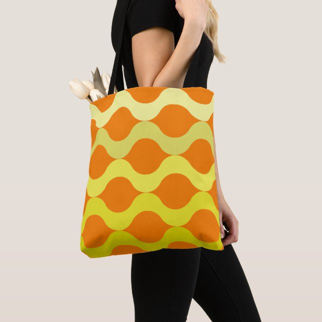Tote Bag Pots rétro Citron orange jaune (De près)