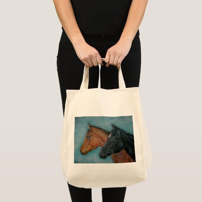 Tote Bag poulain noir poulain deux bébés chevaux (Devant (produit))