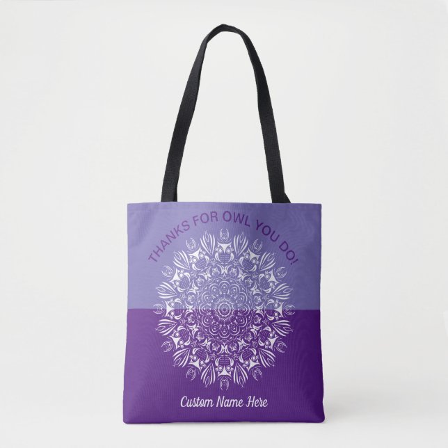 Tote Bag Poule violette et blanc mandala appréciation de l' (Devant)