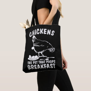 Tote Bag Poules Drôles Animal de Compagnie Crotte Petit Déj