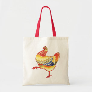 Tote Bag Poulet coloré de la basse-cour de la ferme vintage
