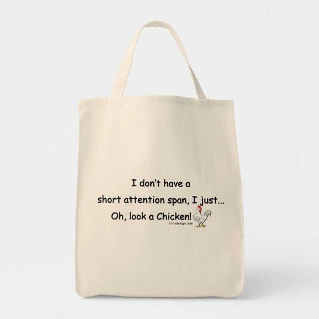Tote Bag Poulet court de durée d'attention (Devant)