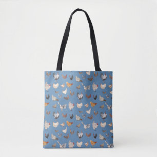 Tote Bag Poulet d'aquarelle Imprimer sur le bleu Denim