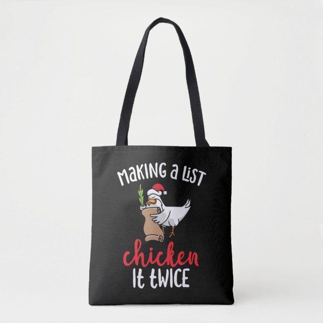 Tote Bag Poulet Il Deux Fois Drôle Design de Noël Poulet (Devant)
