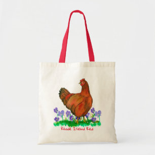 Tote Bag Poulet Rhode Island Aquarelle rouge Hen
