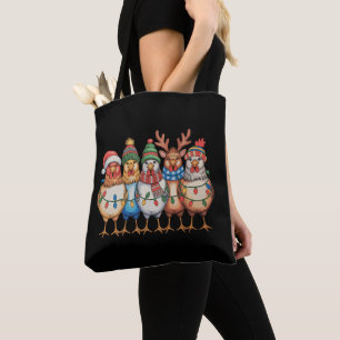 Tote Bag Poulets de Noël Xmas Ferme Drôle Saison des Fêtes