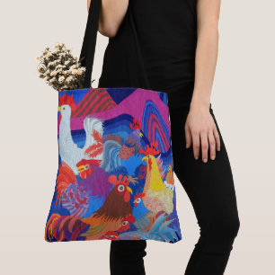 Tote Bag Poulets et coqs