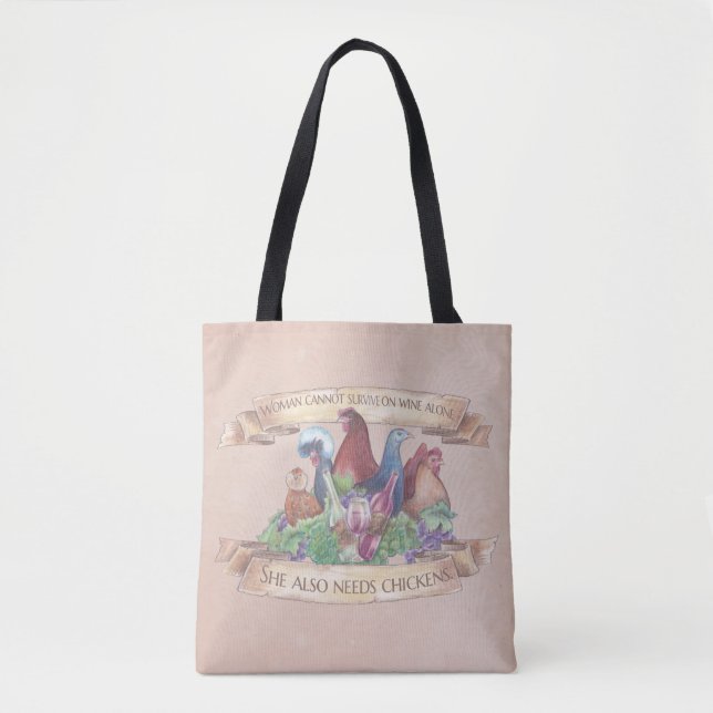 Tote Bag Poulets et vin (Devant)