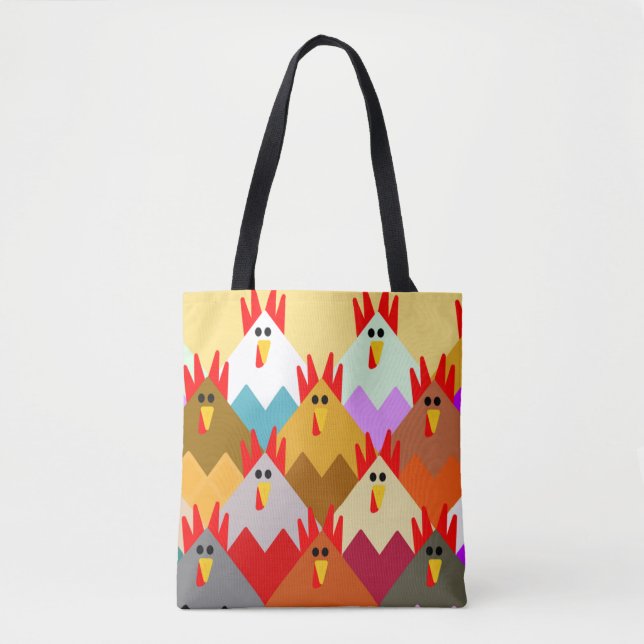 Tote Bag Poulets inspirés par les courtepointes (Devant)