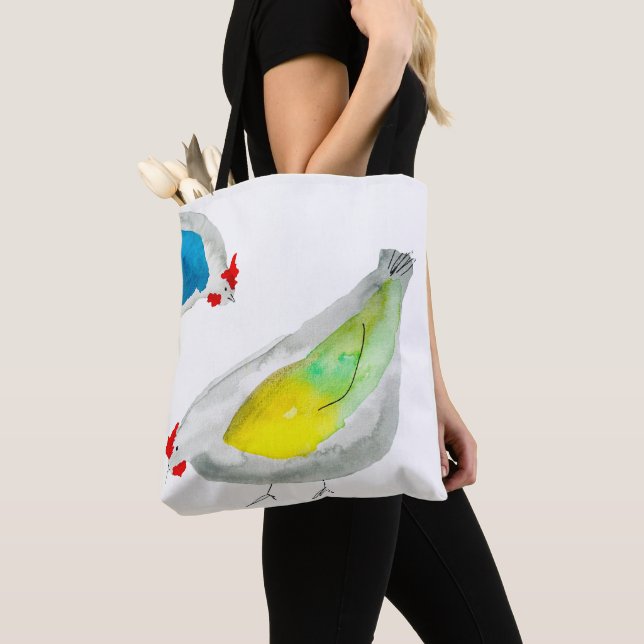 Tote Bag Poulets mignons aquarelle (De près)