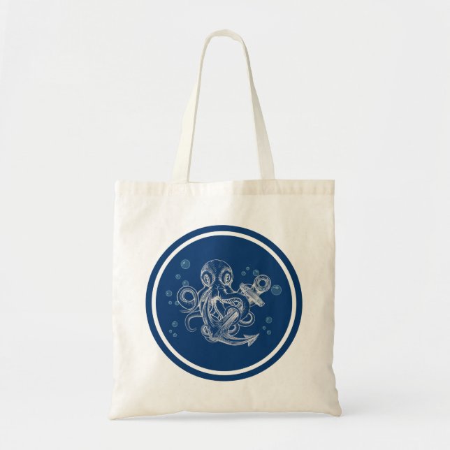 Tote Bag Poulpe avec ancre (Devant)