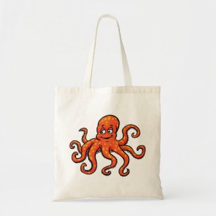 Tote Bag Poulpe orange dessin animé océan créature marine