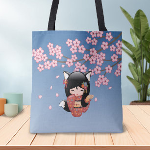 Tote Bag Poupée de Kitsune Kokeshi - fille de geisha de Fo