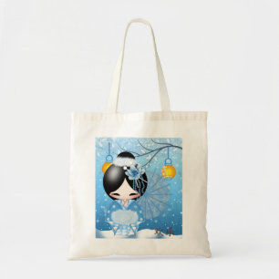 Tote Bag Poupée de Kokeshi de bonheur, dans sa scène