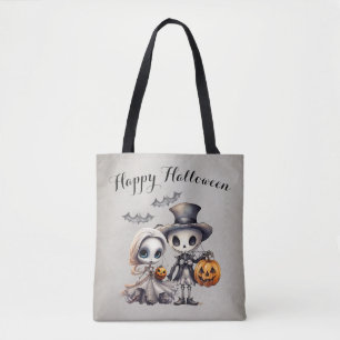 Tote Bag Poupée fantôme éffrayante et Halloween squelette