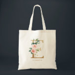 Tote Bag Poupée florale Lettre E Monogramme Or Demoiselle d<br><div class="desc">Le sac fourre-tout à monogramme avec lettre florale E présente un bouquet floral aquarelle de pivoines et de roses blanches et roses, un accent de verdure et une lettre en faux or. Ce sac fourre-tout à monogramme avec lettre E florale pour demoiselle d'honneur est parfait pour les mariages, les fêtes...</div>