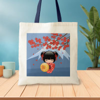 Poupée Rouge Sakura Kokeshi - Cute Geisha Girl Blu