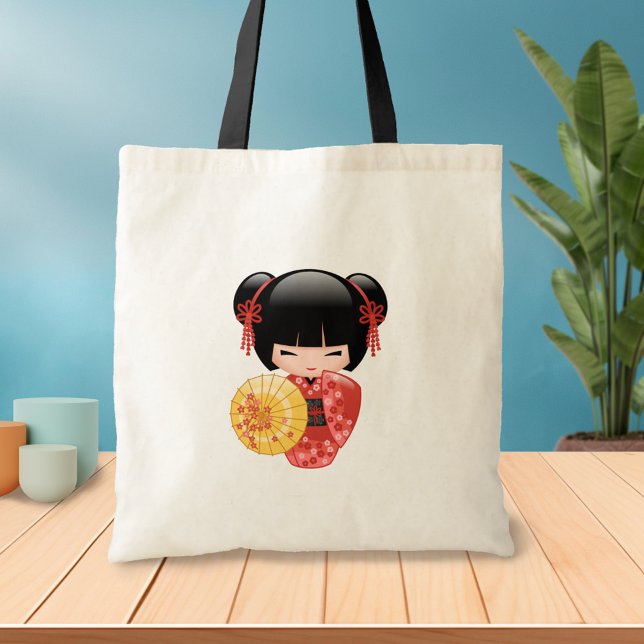 Tote Bag Poupée rouge Sakura Kokeshi - Geisha japonais 2 (Créateur téléchargé)