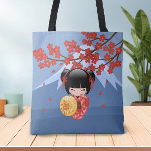 Tote Bag Poupée rouge Sakura Kokeshi - mignonne Geisha Girl