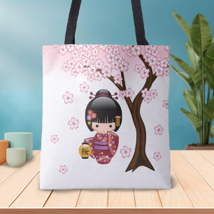Tote Bag Poupée Sakura Kokeshi - jolie fille japonaise Geis
