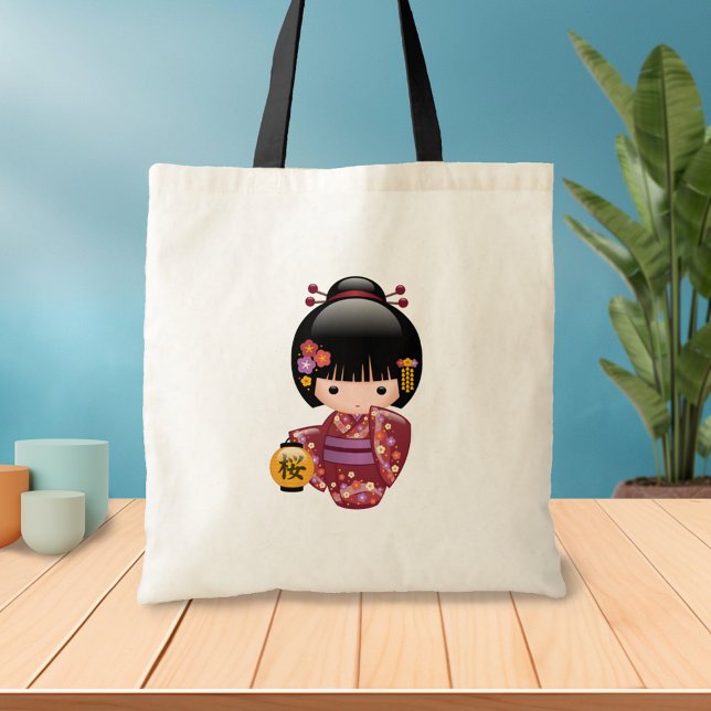 Tote Bag Poupée Sakura Kokeshi - jolie fille japonaise Geis (Créateur téléchargé)