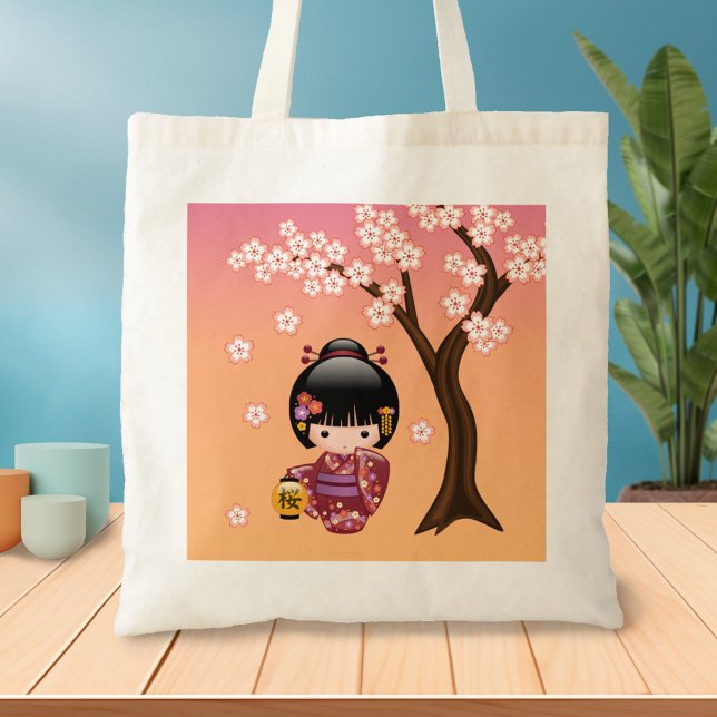 Tote Bag Poupée Sakura Kokeshi - jolie fille japonaise Geis (Créateur téléchargé)