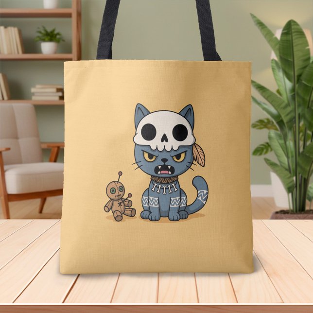 Tote Bag Poupée Vaudou Chat Sorcière Jaune (Créateur téléchargé)