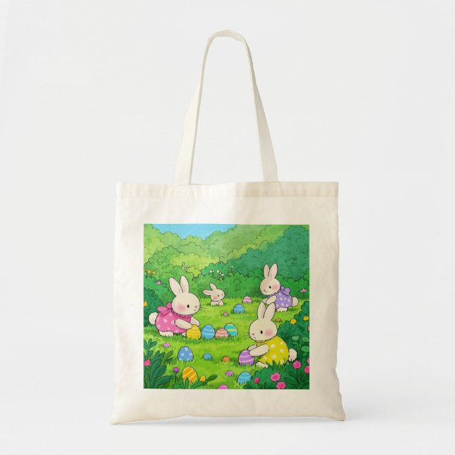 Tote Bag Poupées de dessin OEufs de Pâques (Devant)