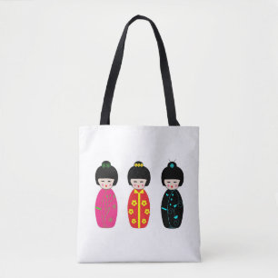 Tote Bag Poupées traditionnelles de geisha de Kokeshi de