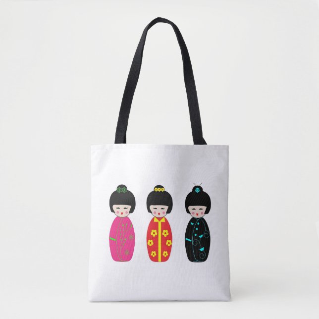 Tote Bag Poupées traditionnelles de geisha de Kokeshi de (Devant)