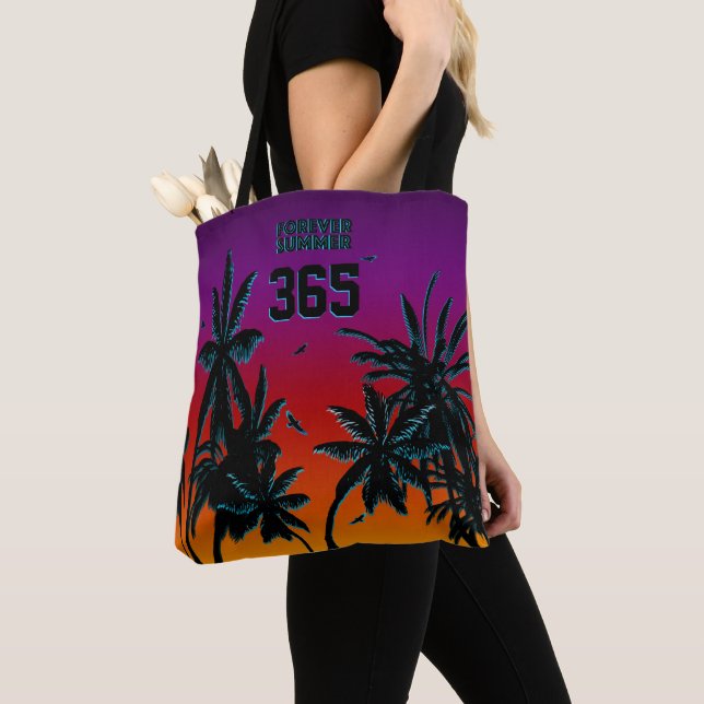 Tote Bag Pour toujours paumes de noir de coucher du soleil (De près)