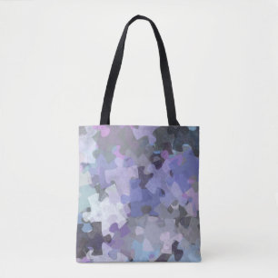 Tote Bag Pourpre d'art de collage de puzzle de