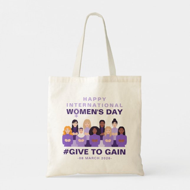 Tote Bag Pourpre Donner Pour Gagner Journée Internationale  (Dos)