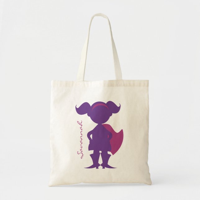 Tote Bag Pourpre personnalisé par silhouette de fille de (Devant)