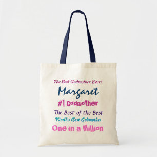 Tote Bag Pourpre rose bleu de la meilleure marraine du