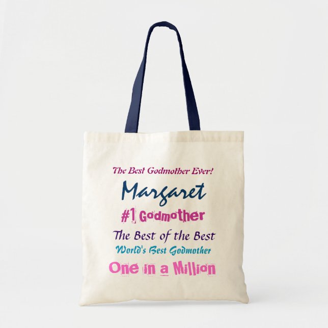 Tote Bag Pourpre rose bleu de la meilleure marraine du (Devant)