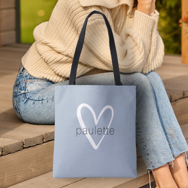 Tote Bag Poussière de coeur bleu personnalisé (Heart Tote Bag by PartyInvitationShop.com)