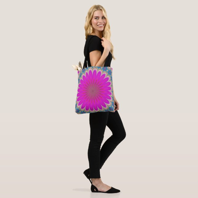 Tote Bag Pouvoir floral rétro Mandala psychédélique (Sur le modèle)