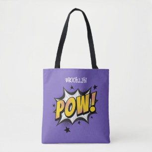 Tote Bag Pow fun pop art style comique typographie légende